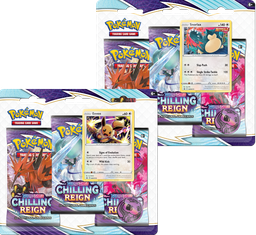 [2100000027736] PKM - Sword &amp; Shield 6 Chilling Reign 3-pack Blister Display EN