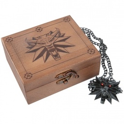 [2100000098576] The Witcher 3: Wild Hunt Medallion and Chain with LED Eyes in Wooden Box